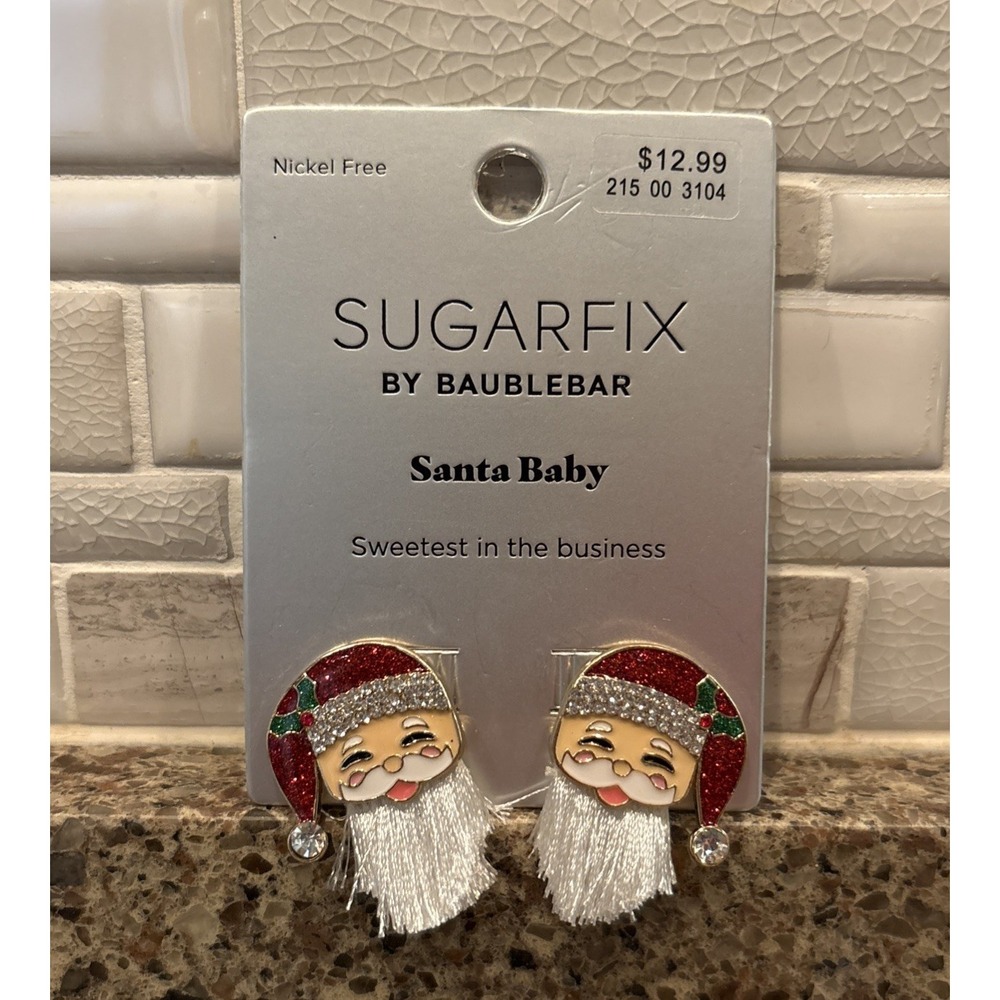 New Sugarfix by BaubleBar Santa Glow Santa Baby Christmas Earring Santa Clause
